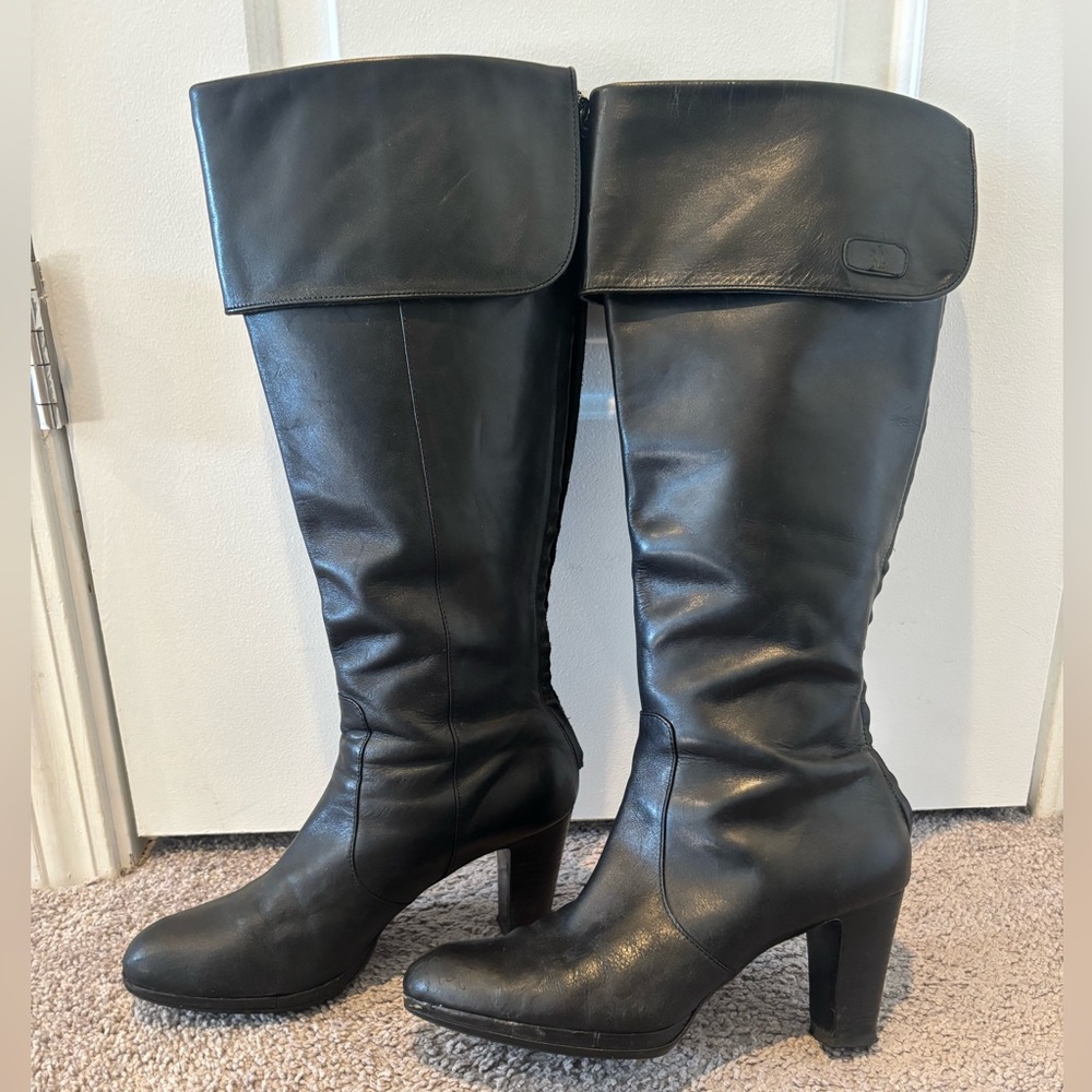 Ralph Lauren Black Leather Knee-High Boots